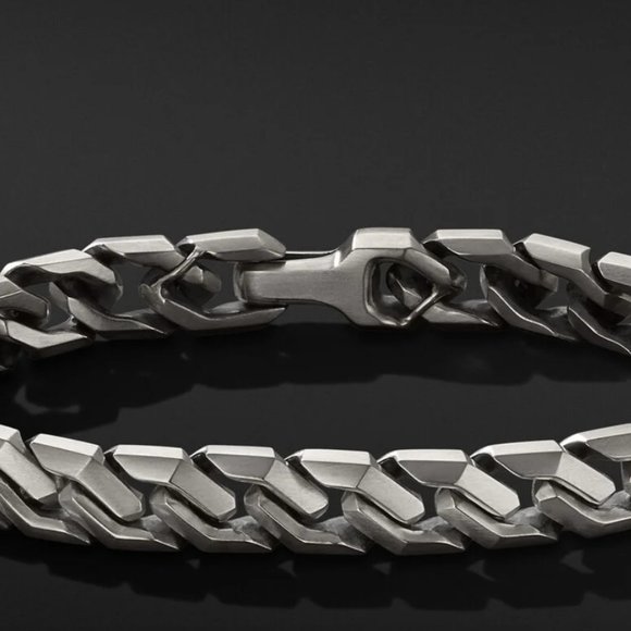 David Yurman CURB CHAIN ANGULAR LINK BRACELET IN STERLING SILVER - Picture 2 of 10